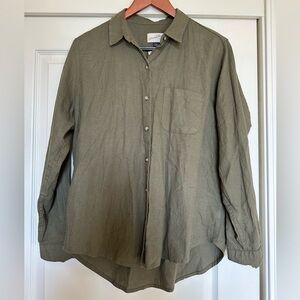Universal Thread Relaxed Fit Linen Green Button-Up Shirt